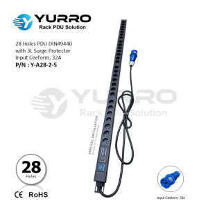 28 Holes PDU Germany with 3L Surge Protector, Input Ceeform 32A