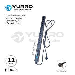 12 Holes PDU Germany with Circuit Breaker, Input Schuko 16A