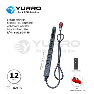 3 Phase PDU 32A, 12 Holes DIN49440 with Power Indicator