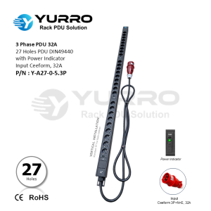 3 Phase PDU 32A, 27 Holes DIN49440 with Power Indicator
