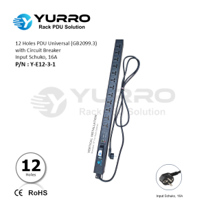 12 Holes PDU Universal with Circuit Breaker, Input Schuko 16A