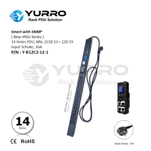 14 Holes Mix. C13+C19 Intelligent PDU with SNMP Input Schuko 16A