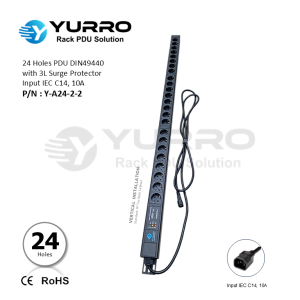 24 Holes PDU Germany with 3L Surge Protector Input IEC C14, 10A