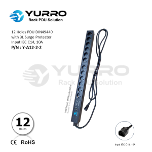12 Holes PDU Germany with 3L Surge Protector Input IEC C14, 10A