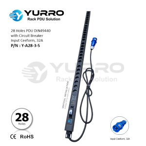 28 Holes PDU Germany with Circuit Breaker, Input Ceeform 32A