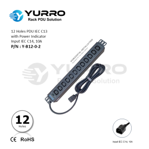 12 Holes PDU IEC C13 with Power Indicator Input IEC C14, 10A