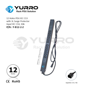 12 Holes PDU IEC C13 with 3L Surge Protector Input IEC C14, 10A