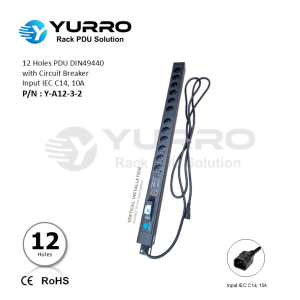 12 Holes PDU Germany with Circuit Breaker Input IEC C14, 10A