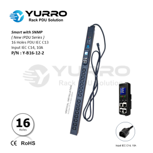 16 Holes IEC C13 New IPDU with SNMP Input IEC C14, 10A