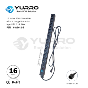16 Holes PDU Germany with 3L Surge Protector Input IEC C14, 10A