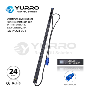 Smart PDU 24 Sockets Schuko Remote on/off each socket Input Ceeform, 32A