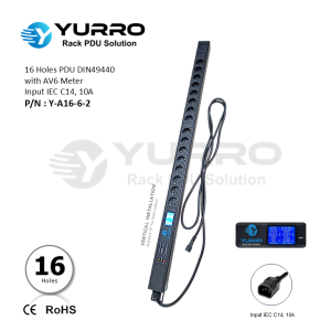 16 Holes PDU Germany with AV6 Meter Input IEC C14, 10A