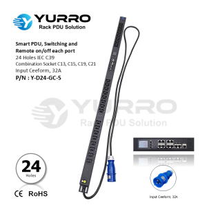 Smart PDU 24 Sockets IEC C39 Remote on/off each socket Input Ceeform, 32A