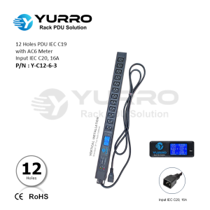 12 Holes PDU IEC C19 with AV6 Meter Input IEC C20, 16A