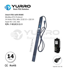 14 Holes Mix. C13+C19 SIPDU with RS-485 Input IEC C20, 16A