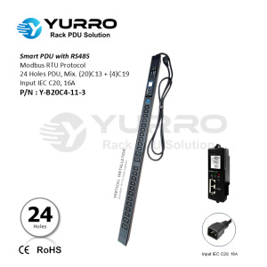 24 Holes Mix. C13+C19 SIPDU with RS-485 Input IEC C20, 16A