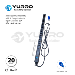 20 Holes PDU Germany with 3L Surge Protector, Input Ceeform 16A