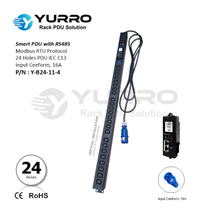 24 Holes IEC C13 SIPDU with RS-485 Input Ceeform 16A