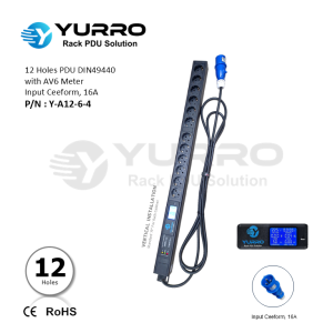 12 Holes PDU Germany with AV6 Meter Input Ceeform 16A