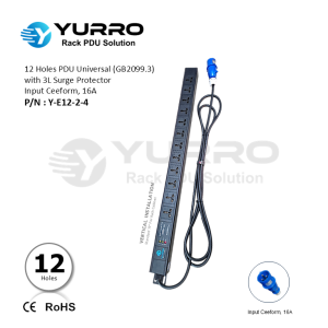 12 Holes PDU Universal with 3L Surge Protector, Input Ceeform 16A