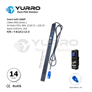 14 Holes Mix. C13+C19 Intelligent PDU with SNMP Input Ceeform 16A