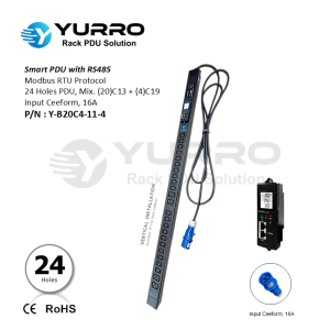 24 Holes Mix. C13+C19 SIPDU with RS-485 Input Ceeform 16A