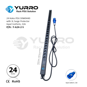 24 Holes PDU Germany with 3L Surge Protector, Input Ceeform 32A