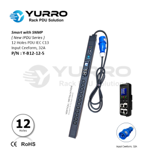 1 Phase 32A, 12 Holes IEC C13 Intelligent PDU with SNMP Input Ceeform 32A