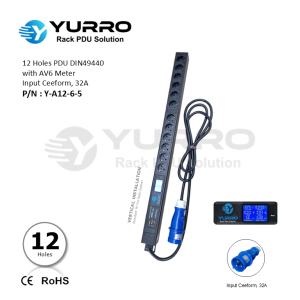 12 Holes PDU Germany with AV6 Meter Input Ceeform 32A
