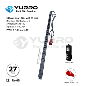3 Phase PDU 32A, 27 Holes DIN49440 / Germany Intelligent PDU with RS-485
