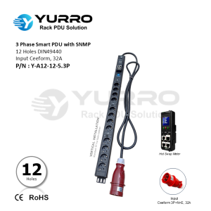 3 Phase 32A, 12 Holes Germany Intelligent PDU with SNMP