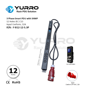 3 Phase 32A, 12 Holes IEC C13 Intelligent PDU with SNMP