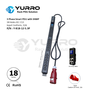 3 Phase 32A, 18 Holes IEC C13 Intelligent PDU with SNMP