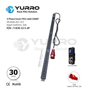 3 Phase 32A, 30 Holes IEC C13 Intelligent PDU with SNMP