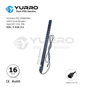 16 Holes PDU Germany with Circuit Breaker Input IEC C14, 10A