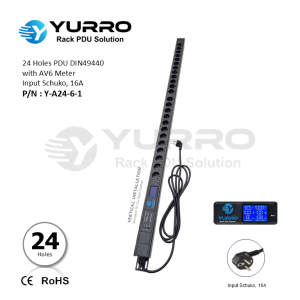 24 Holes PDU Germany with AV6 Meter Input Schuko 16A