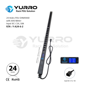 24 Holes PDU Germany with AV6 Meter Input IEC C14, 10A