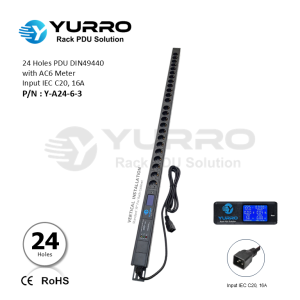 24 Holes PDU Germany with AV6 Meter Input IEC C20, 16A