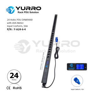 24 Holes PDU Germany with AV6 Meter Input Ceeform 16A