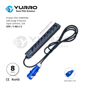 8 Holes PDU Germany with Surge Protector Input Ceeform 32A