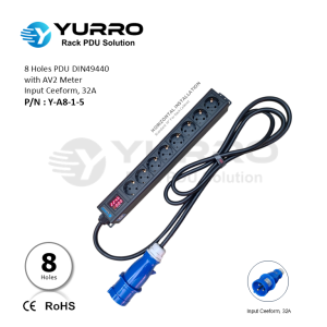 8 Holes PDU Germany with AV2 Meter Input Ceeform, 32A
