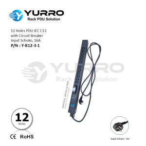 12 Holes PDU IEC C13 with Circuit Breaker, Input Schuko 16A