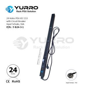 24 Holes PDU IEC C13 with Circuit Breaker, Input Schuko 16A