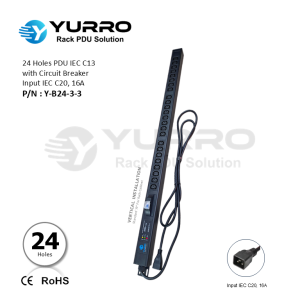 24 Holes PDU IEC C13 with Circuit Breaker Input IEC C20, 16A