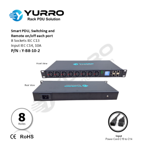 Smart PDU 8 Sockets IEC C13 Remote on/off each socket Input IEC C14, 10A