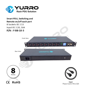 Smart PDU 8 Sockets IEC C13 Remote on/off each socket Input IEC C20, 16A