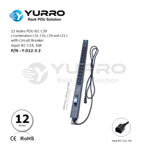 12 Holes PDU IEC C39 with Circuit Breaker Input IEC C14, 10A