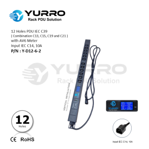 12 Holes PDU IEC C39 with AV6 Meter Input IEC C14, 10A
