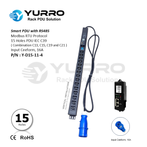 15 Holes IEC C39 SIPDU with RS-485 Input Ceeform 16A