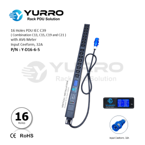 16 Holes PDU IEC C39 with AV6 Meter Input Ceeform 32A